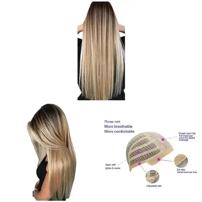Perruque synthétique longue et lisse pour femmes