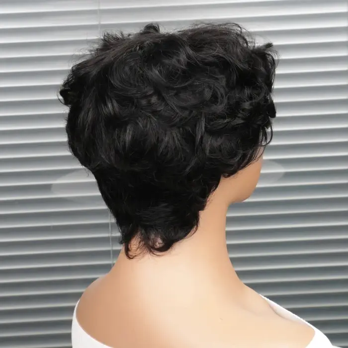 Perruque courte coupe pixie, perruque bouclée bob en cheveux humains pour femmes noires, perruques f
