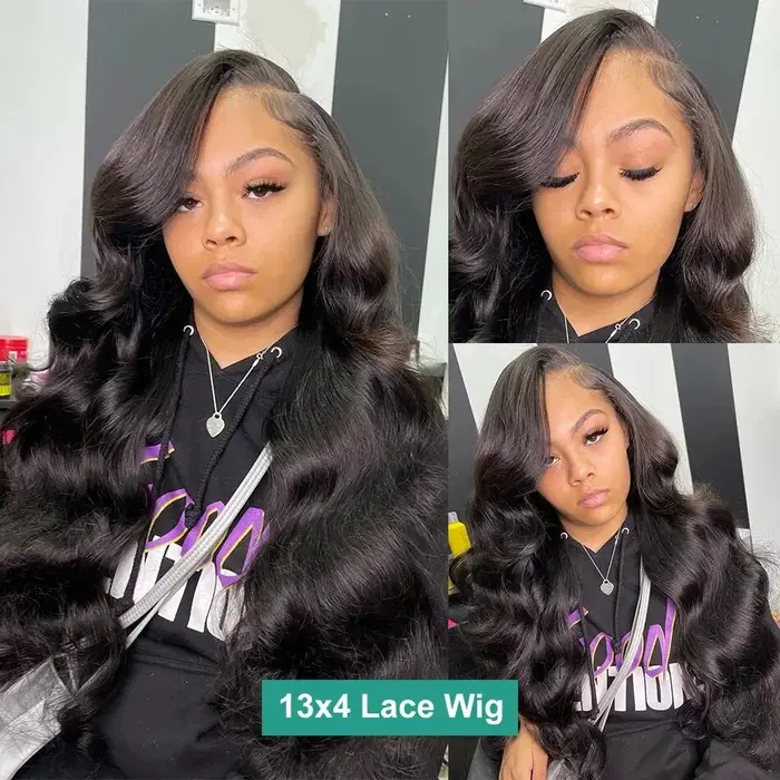 Perruque Lace Front Wig Body Wave Brésilienne Naturelle, Cheveux Humains Transparent, 13x4, HD, Pre-
