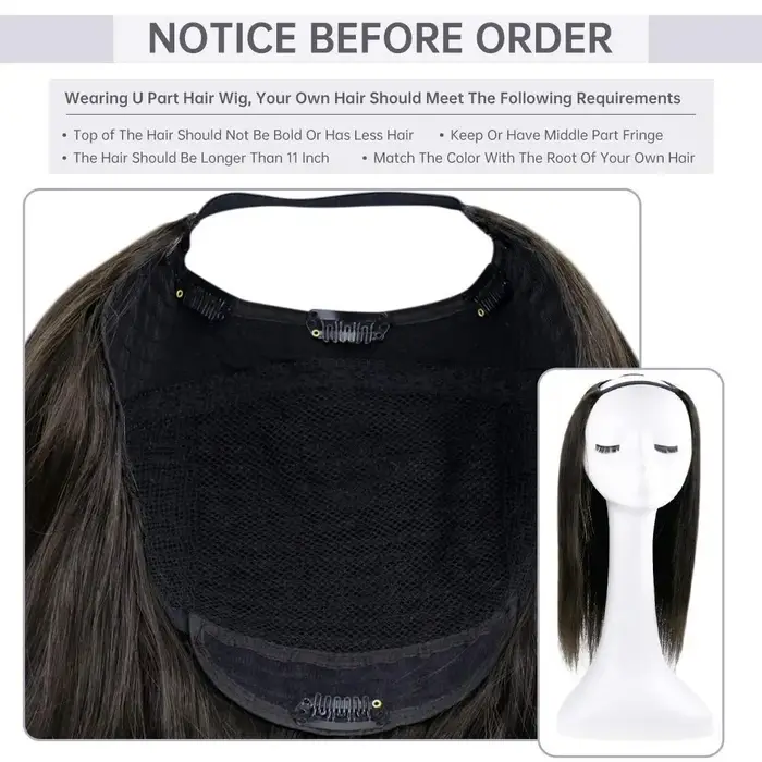 Perruque de cheveux humains Remy lisses