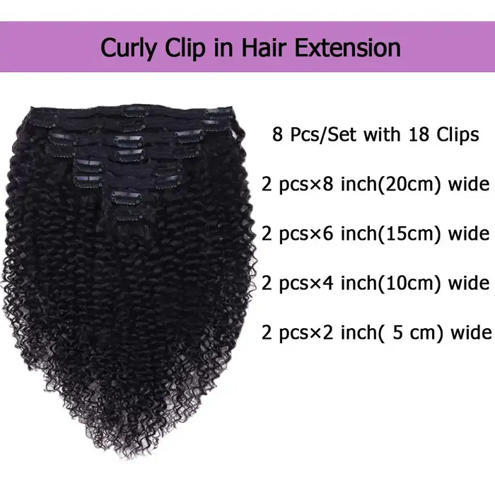 Extension de cheveux humains à clipser pour femmes noires