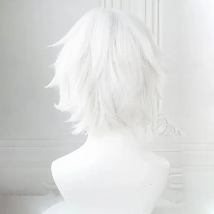 Perruques de Cosplay Anime Kaneki Ken, perruques courtes blanches moelleuses, Patch pour les yeux, c