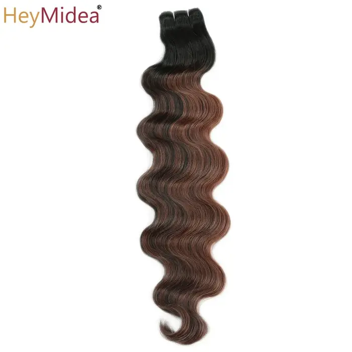 Extensions de cheveux synthétiques naturels Body Wave, tissage en mèches, Ombré Blond Piano, épaisseur 'Loose Deep', pour queue de cheval