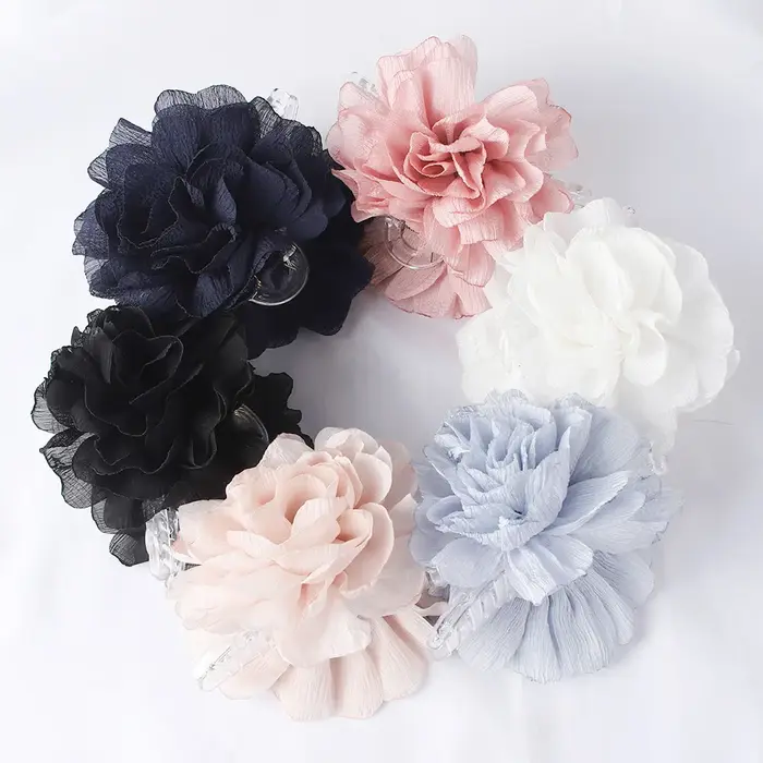 Pinces à cheveux en tissu à grandes fleurs pour femmes et filles