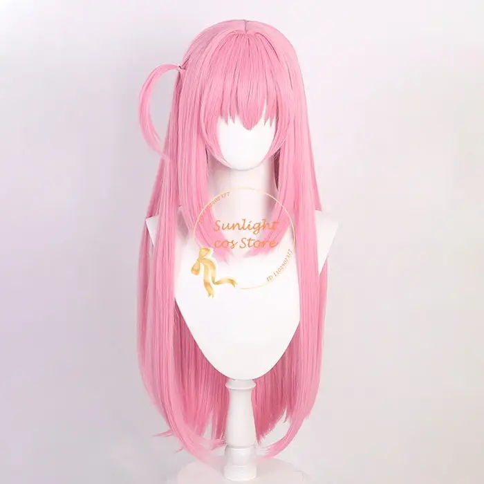 Haute qualité 80 cm Gotou Hitori Cosplay perruque Anime Cosplay rose cuir chevelu cheveux résistant à la chaleur perruques synthétiques en Stock + bonnet de perruque