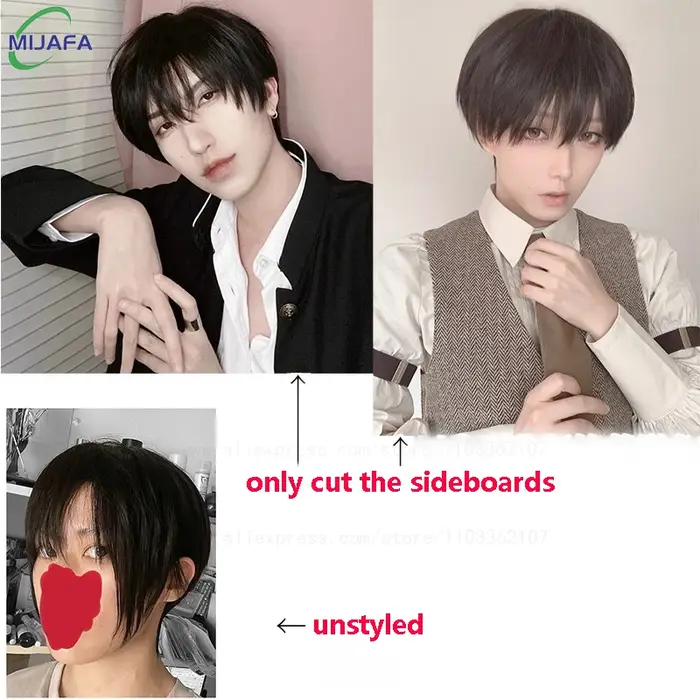 Anime Tobio Kageyama Cosplay perruque adolescent court noir couches Texture coupe résistant à la chaleur cheveux