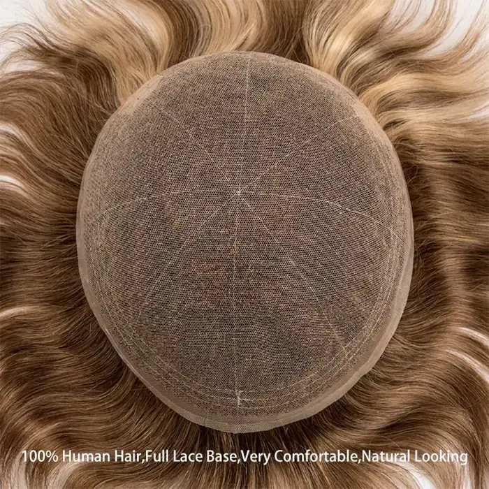 Base de dentelle française complète prothèse de cheveux masculins toupet respirant pour hommes perru