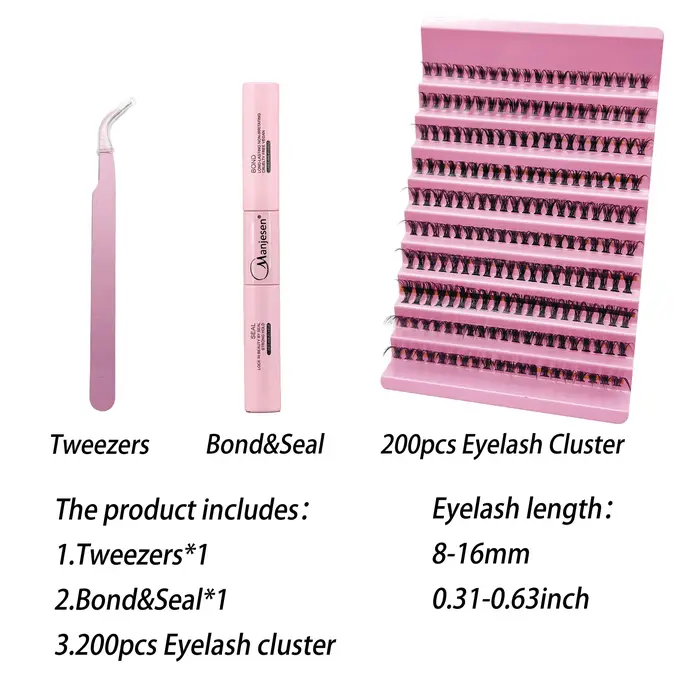 Kit d'extension de cils à faire soi-même, 200 pièces, grappes de liaison et de joint de cils, outils