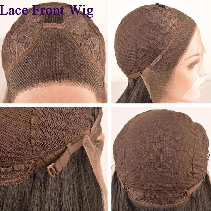 Perruques Lace Front Synthétiques Douces et Soyeuses, Cheveux Lisses, Brun Miel localité, Ligne de C