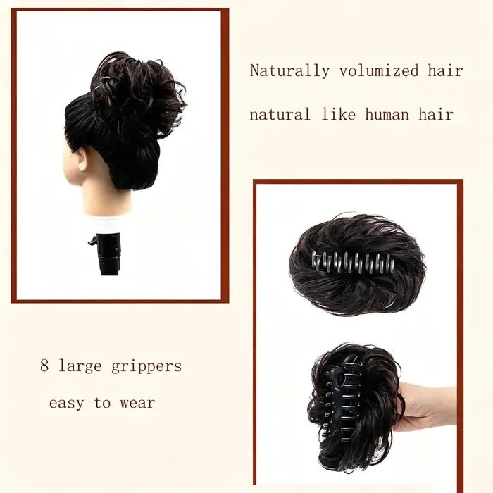 Pince à griffes Chignon désordre morceau de cheveux 100% vrais