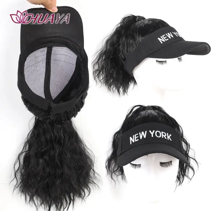 Extensions de cheveux synthétiques dames bouclés queue de cheval perruques chapeau connecté couvre-tête casquette à