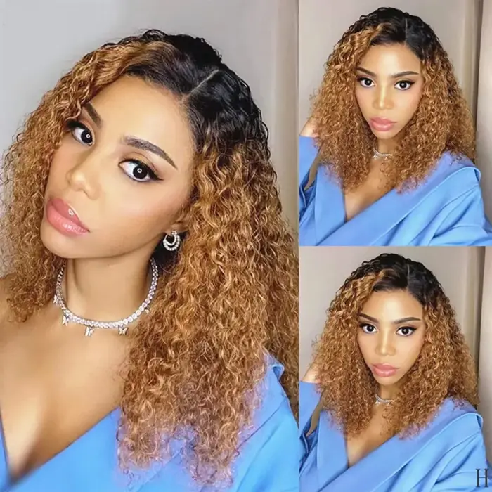 HairUGo-Perruque BOB à fermeture en dentelle pour femme