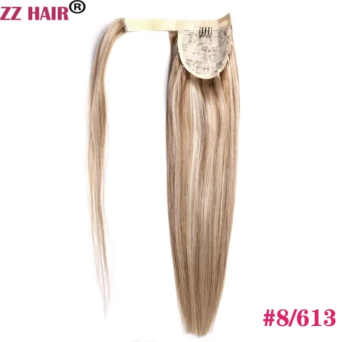 ZZHAIR-Extensions de Cheveux 100% Naturels Remy, Queue de Cheval Ronde Magique, Faits à la Machine,