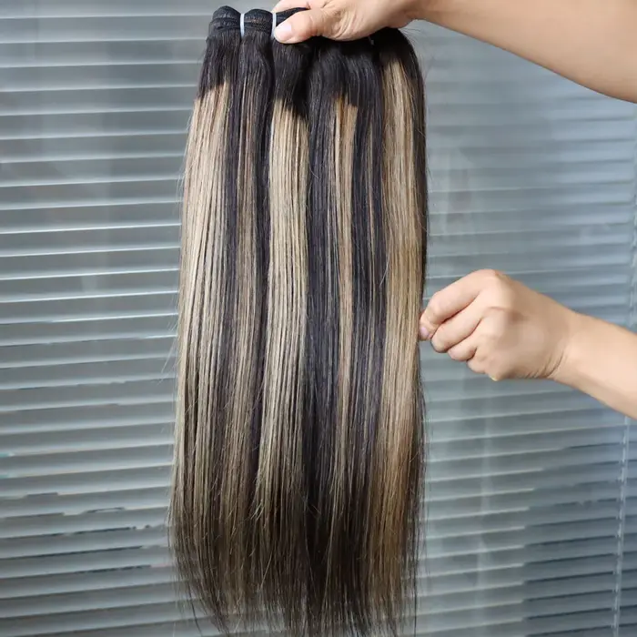 Extensions brésiliennes vierges 100% cheveux humains, lot de reflets Piano 1B # 27 trame de cheveux