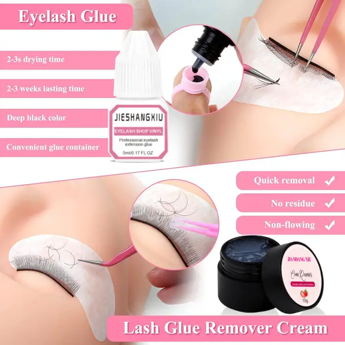 Kit complet d'extensions de cils de 276 pièces : Tête de mannequin professionnelle pour la formation des débutants