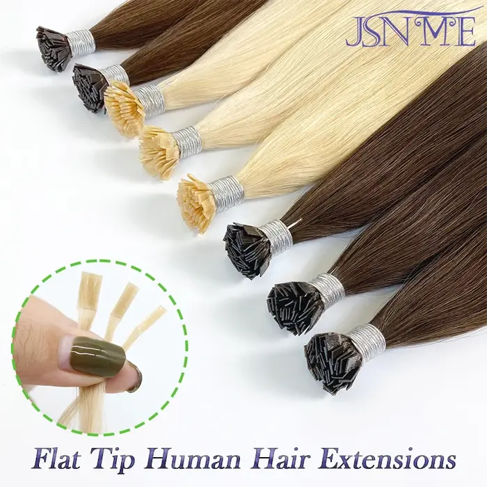 JSNME haute qualité pointe plate Extensions de cheveux kératine naturel vraiment Extension