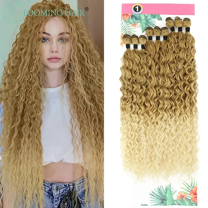 Faisceaux de cheveux synthétiques bouclés pour femmes