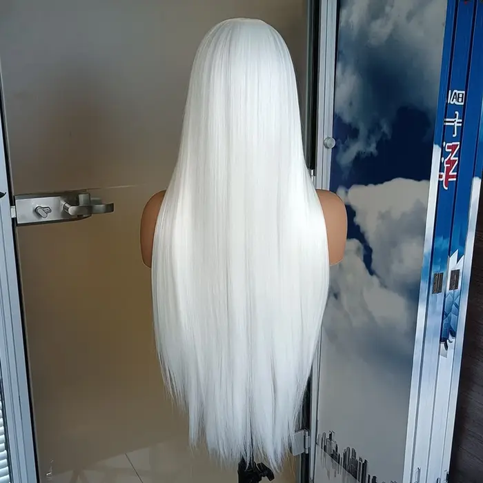 Perruque Synthétique Lisse Blanche Neige pour Femme