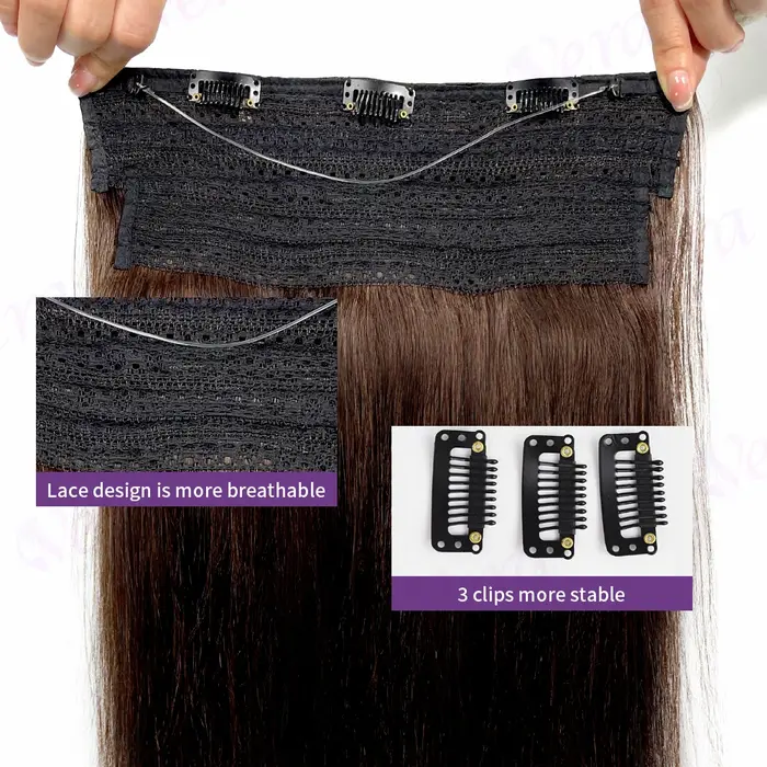 Extensions de Cheveux Humains Longs Bruns Foncés à réinitialisation