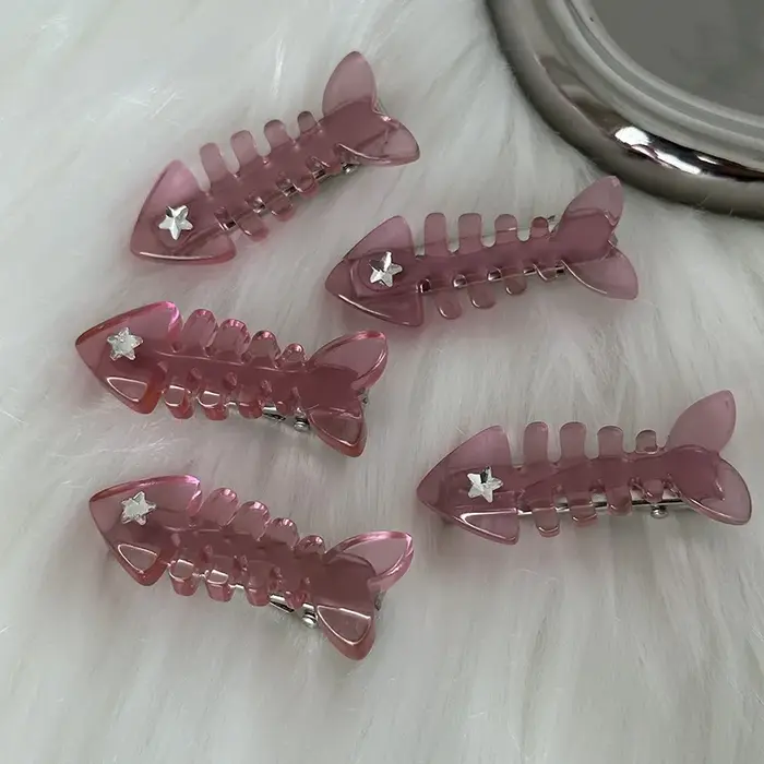 Y2K rose petit poisson barbe épingle à cheveux Style canard bouche pince Design sens Bang