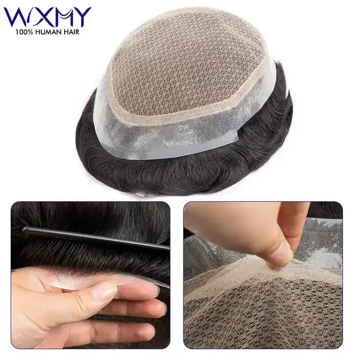 Perruque de toupet pour homme