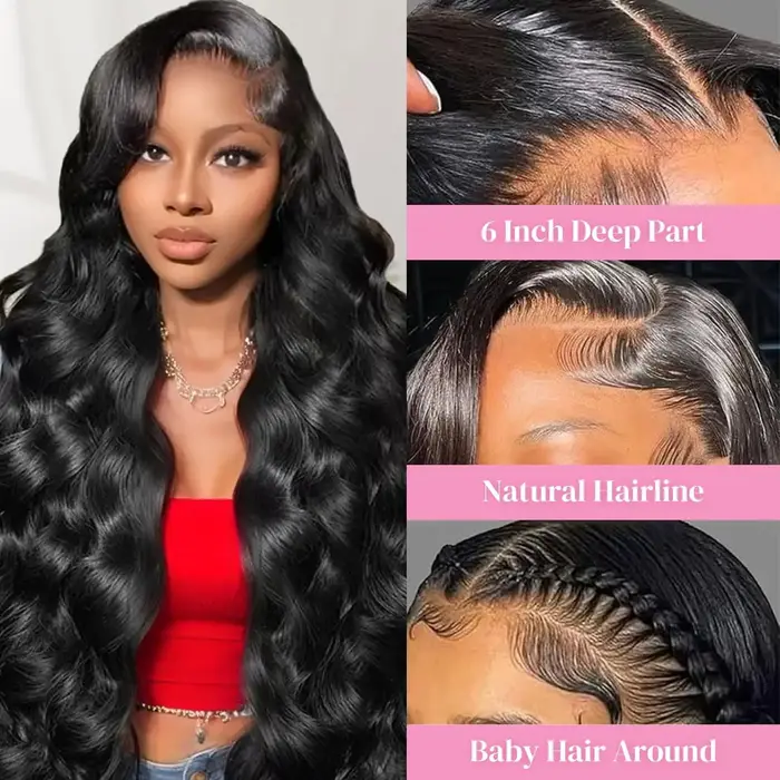 30 40 pouces 13x6 vague de corps Hd cheveux humains dentelle frontale perruque 13x4 vague de corps p