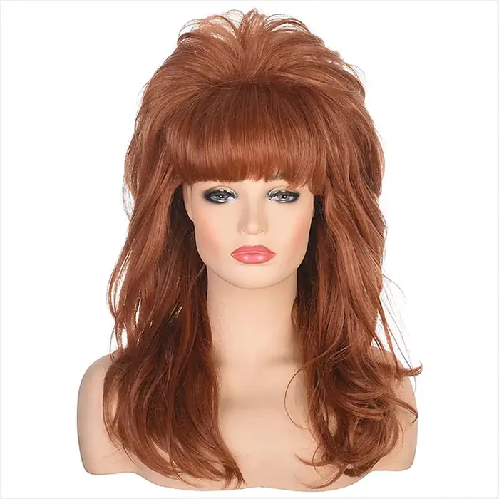 HAIRJOY 80s femmes Peggy Bundy ruche perruque longue ondulée cheveux synthétiques perruques pour fem