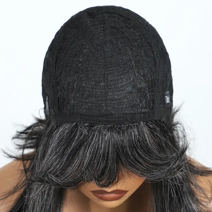 Lekker gris sel et poivre court droit Bob 100% perruques de cheveux humains pour les femmes brésilien Remy