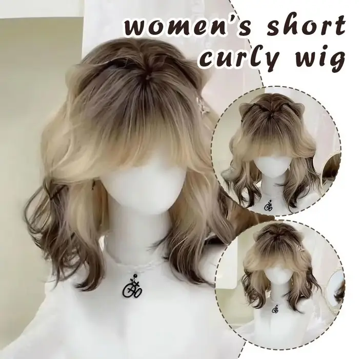 Perruque synthétique noire dégradée Blonde Lolita pour femmes