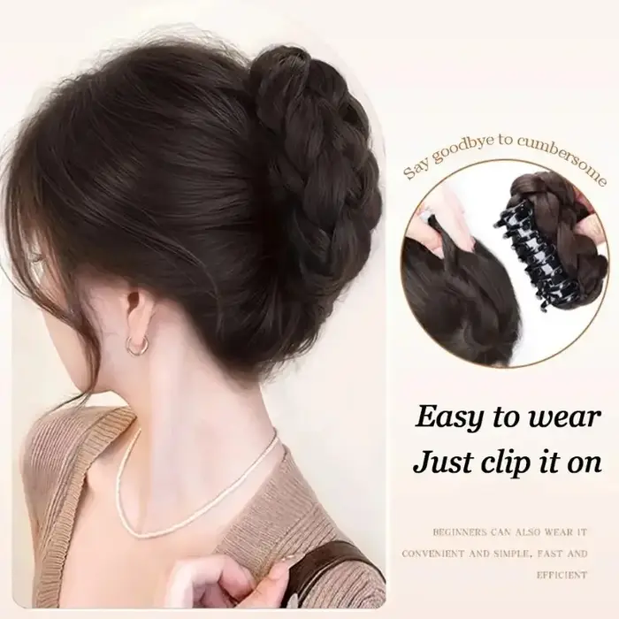 Postiche synthétique élégante pour chignon, pince à griffe ovale, accessoire pour chignon haut pour femmes, adapté à un usage quotidien, accessoires pour cheveux