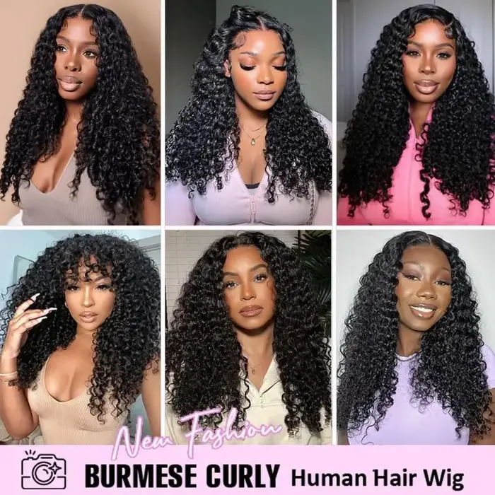 Perruques bouclées Deep Wave Birmanes en cheveux humains, perruque Lace Frontale pour femmes 13x4 13