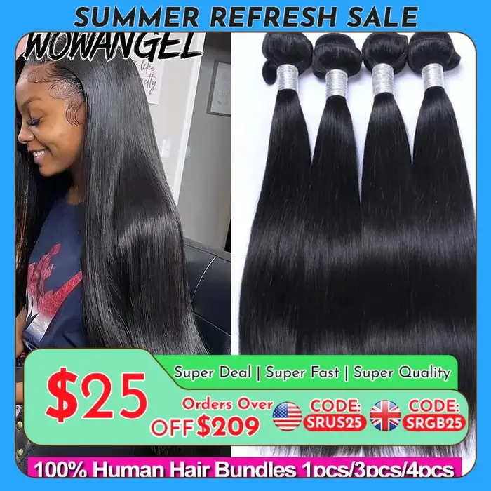 Wow Angel-Bundles de cheveux humains raides brésiliens Remy