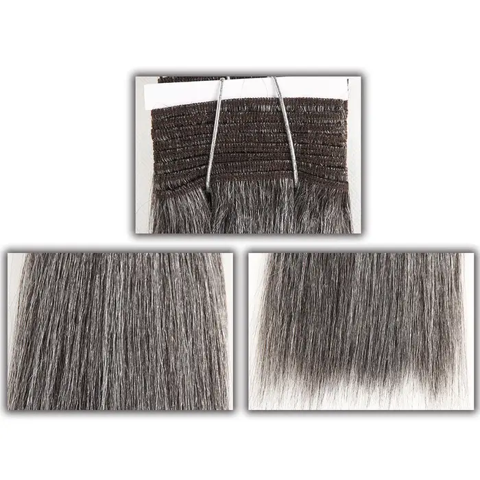 Cheveux élégants brésiliens Double tirage Remy cheveux humains armure courte Yaki droite # 44 # 34 #