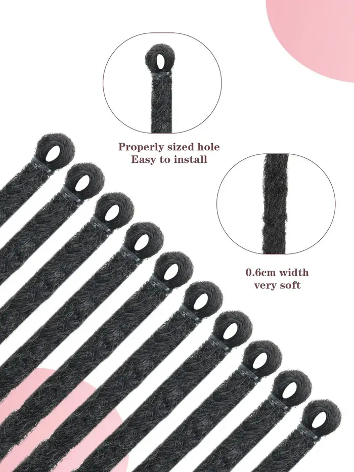 Extensions à clipser pour dreadlocks droits de 24 po | 10 brins | Cheveux synthétiques fins et doux | Look naturel |