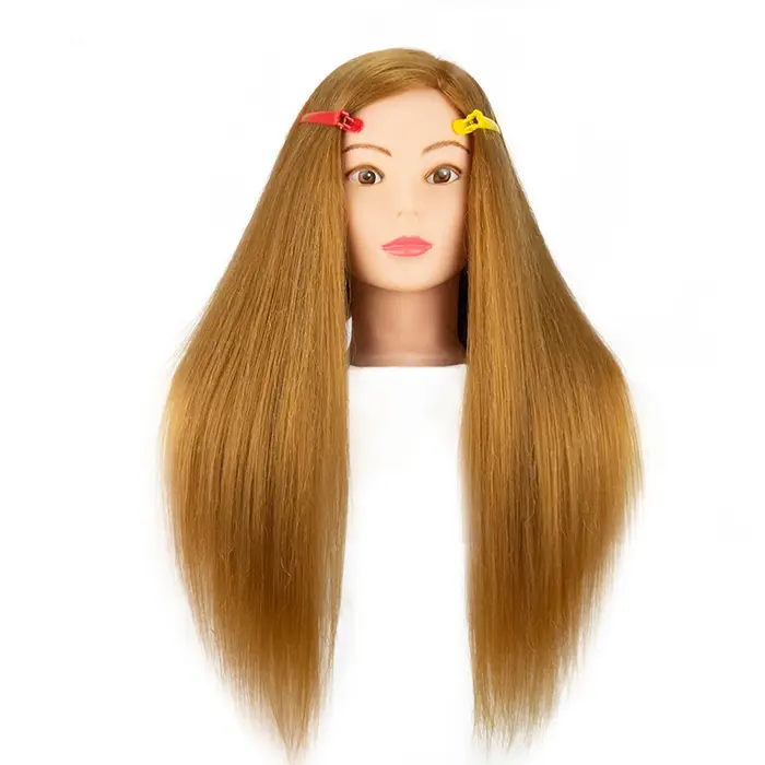 Kit de tête de mannequin pour la pratique de la coiffure, 85% vrais cheveux, tête de beurre, formation professionnelle, coiffage, chaud, boucle, fer à lisser