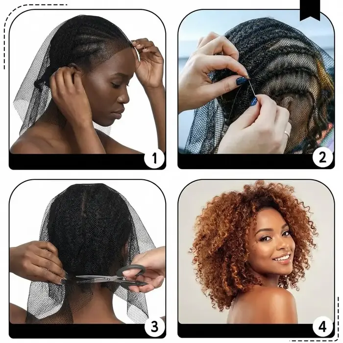Bonnet de tissage noir extensible