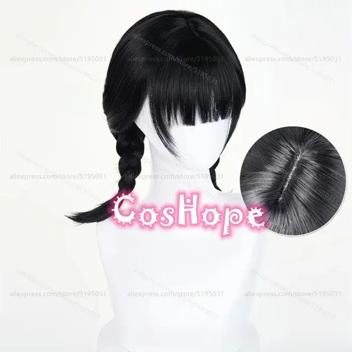 Sua – perruque de Cosplay synthétique courte pré tressée noire de 45cm, perruques synthétiques résis