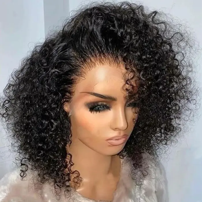 Perruque Courte Bob 13x4 HD Lace Front Ondulée Bouclée 230% Densité, Cheveux Humains Brésiliens 100%