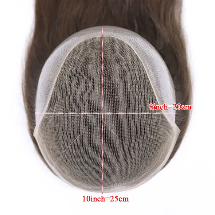 Cheveux humains brun chocolat homme toupet dentelle Pu