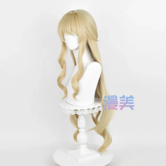 Fontaine Navia Cosplay perruque 95 cm lin or vague cheveux résistant à la chaleur synthétique cuir chevelu perruques