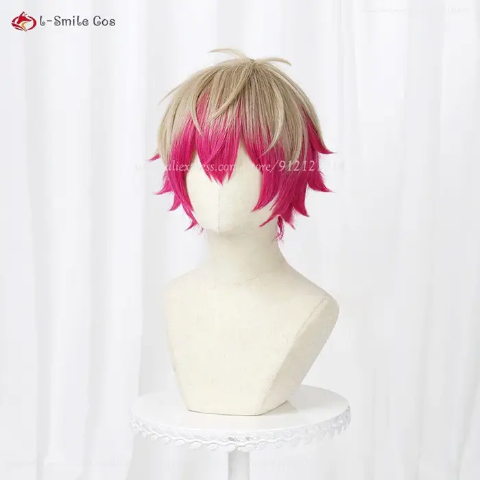 Anime Alexis Ness Cosplay perruques 32 cm lin Rose perruques mixtes Cosplay Anime Cosplay perruque résistant à la chaleur cheveux synthétiques + bonnet de perruque