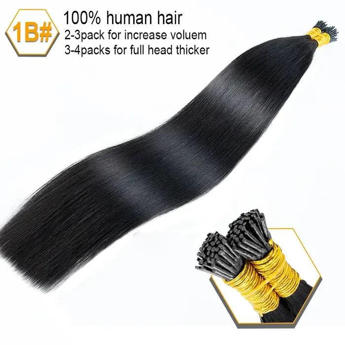 Extensions de cheveux droites I Tip Extensions de cheveux naturels de Fusion humaine réelle 50 pièce