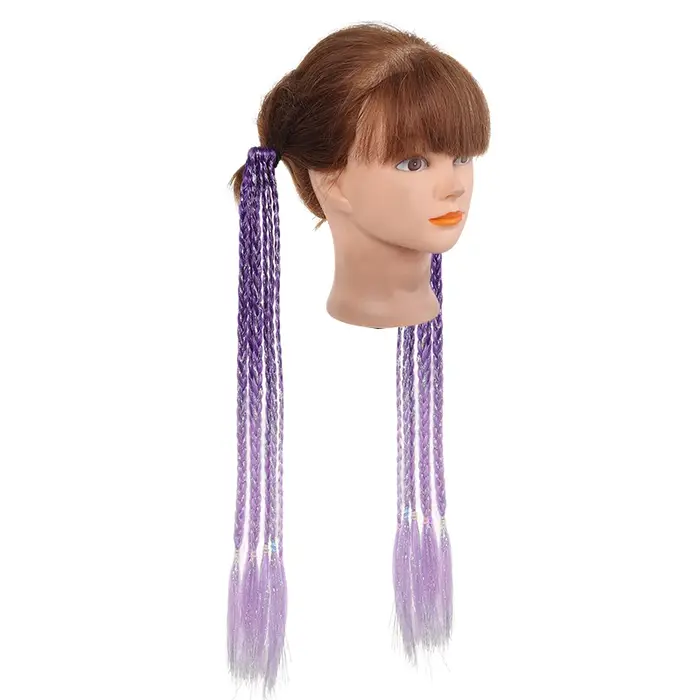 Lot de 2 extensions de cheveux en fibres synthétiques avec tresses torsadées ombrées à fil doré