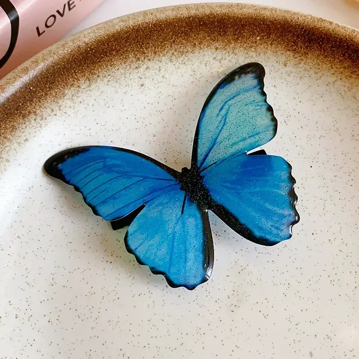 Pinces à cheveux papillon bleu Vintage pour femmes et filles