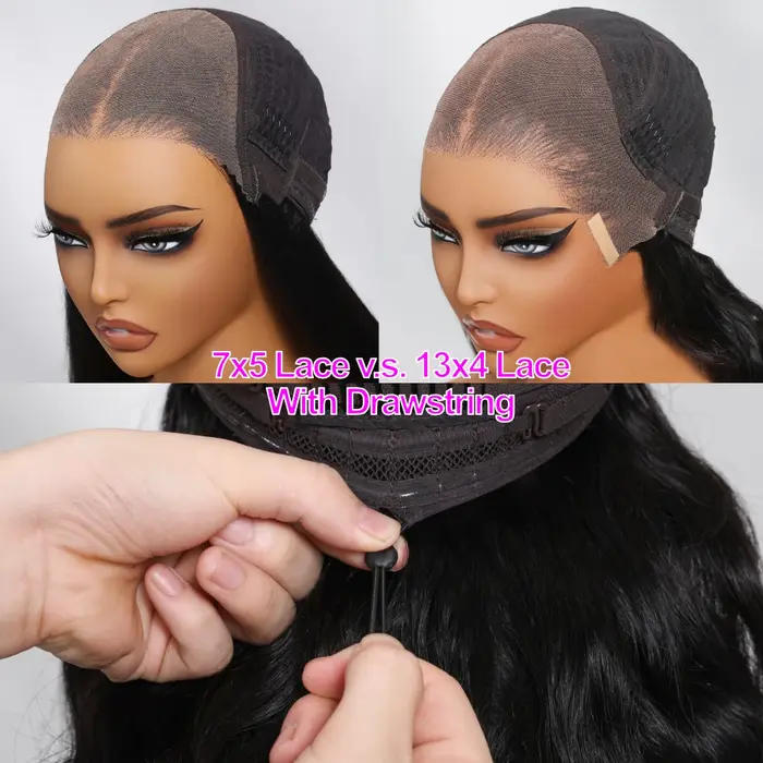 UNice cheveux Balayage met en évidence moelleux vague lâche rideau frange perruque avec cordon sans