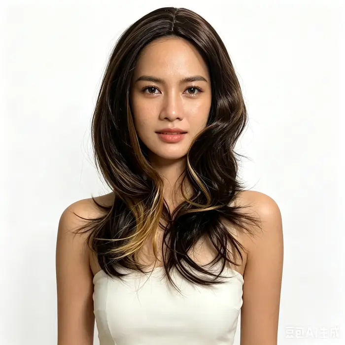 Perruque complète pour femme, style célébrité internet, usage quotidien, synthétique, marron avec mè
