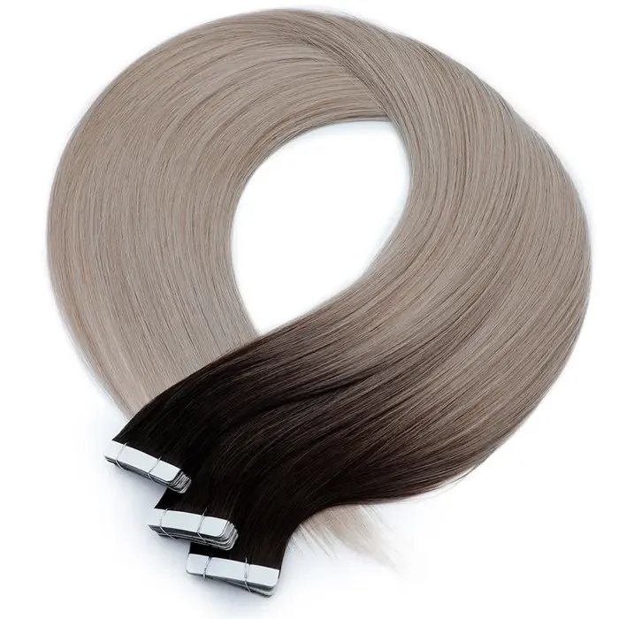 Extensions de cheveux lisses ombrées brunes