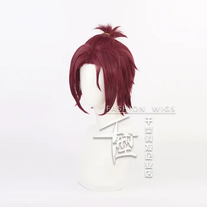 Ensemble Stars Cosplay Isara Mao Perruque, Trickstar Rouge Foncé, Frange Courte au Milieu, Idol Roleplay, Cheveux Synthétiques