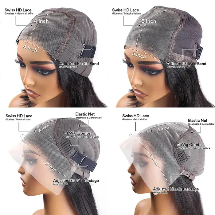 Perruque Lace Frontal Wig naturelle sans colle HD, cheveux lisses, pre-plucked, 5x5, prêt à porter, 