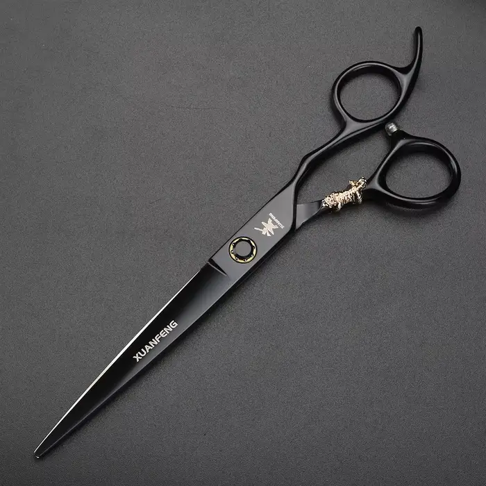Ciseaux de coiffure XUANTENG de 7 pouces, noirs, avec système à roulement, ciseaux de barbier